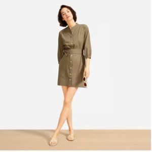 Everlane cottong weave collarless shirtdress